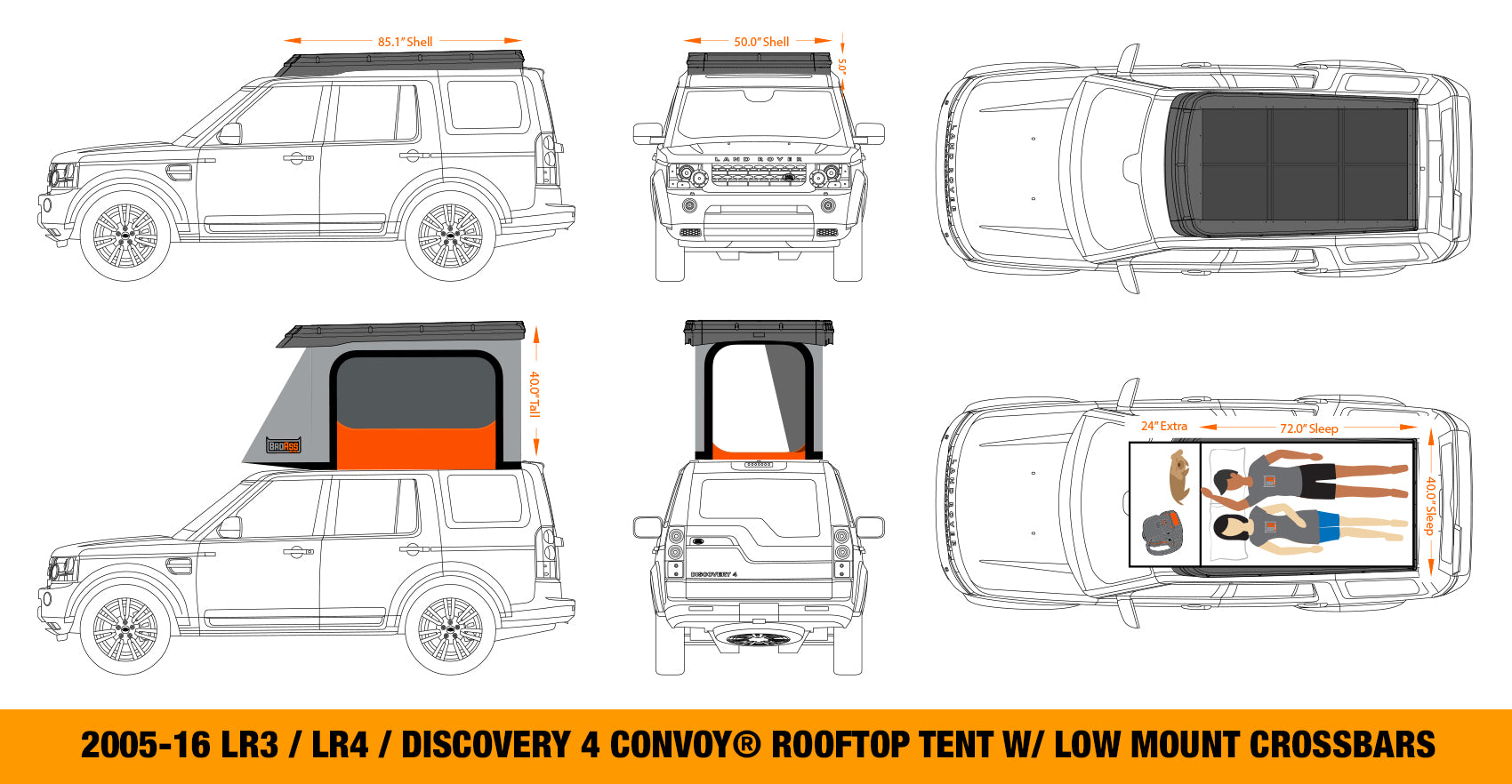 land rover discovery 4 roof tent CONVOY® Rooftop Tent 2005-2016 Land Rover LR3 & LR4 / Discovery 3 & 4