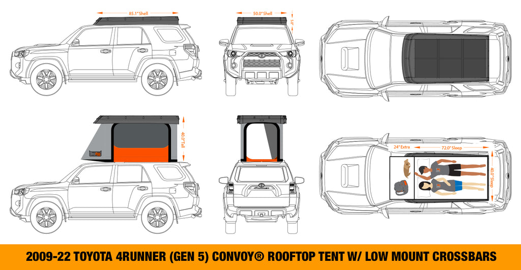 Multiple view of Convoy Tent and measurements