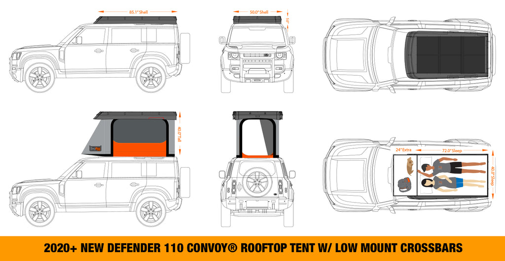 Defender with Convoy Tent Measurements On Vehicle