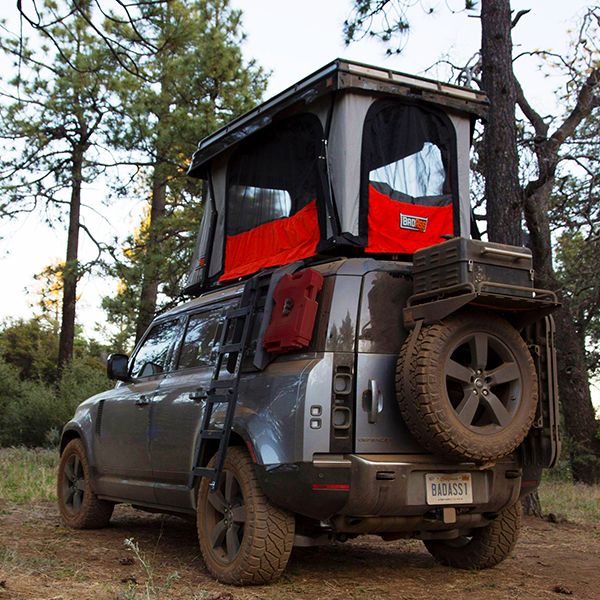 Defender with Convoy Tent rear view